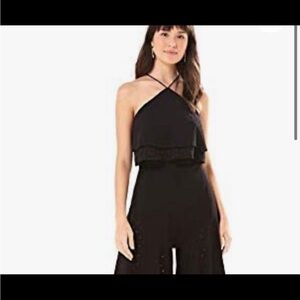 Black laise cropped top, black, FARM RIO